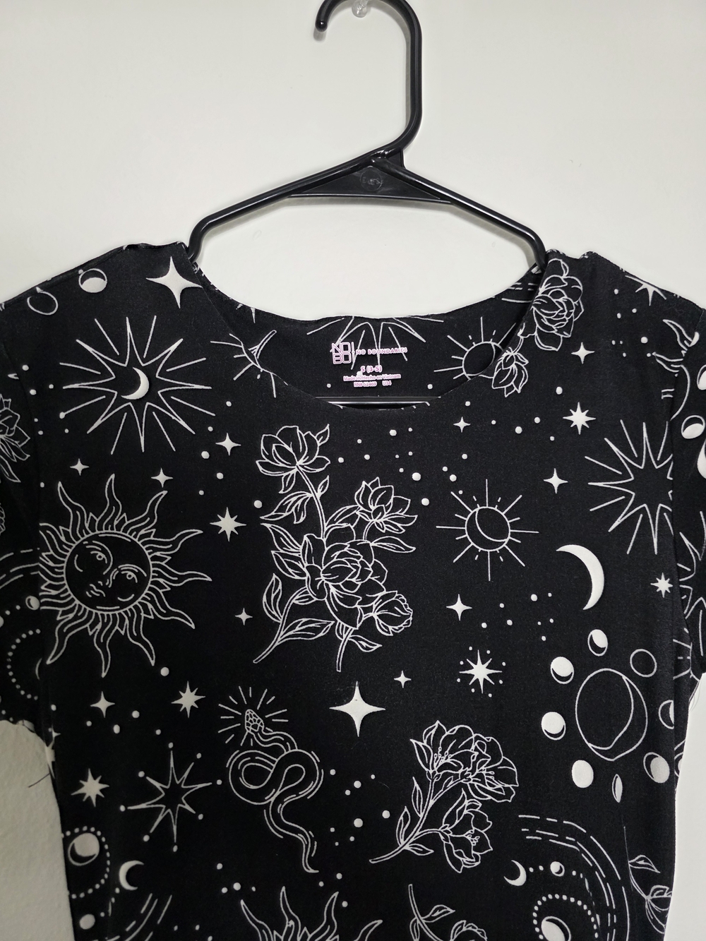 Black Celestial Print Women's Bodycon Dress Size Small